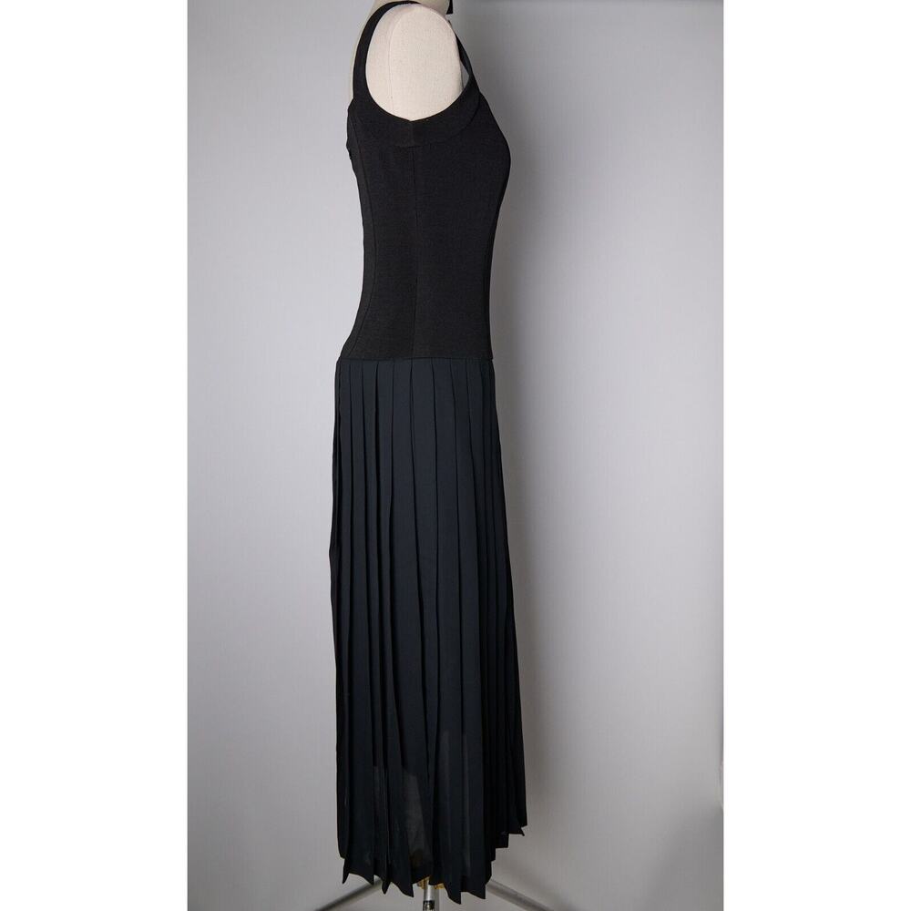 VTG Joseph Ribkoff Maxi Dress Sz 6 Black Fit & Flare Pleated Deadstock 90s Gala - Picture 3 of 16